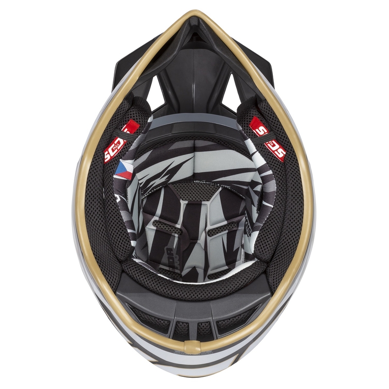 Kask motocrossowy Cassida Cross Pro 2 Contra złoty perłowo-szaro-czarny