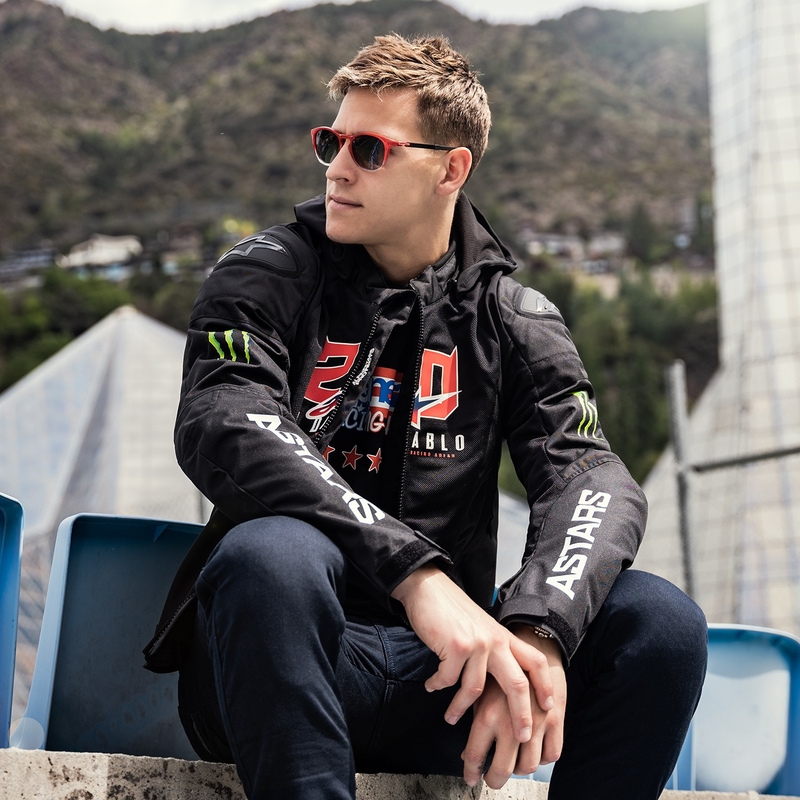 Kurtka motocyklowa Alpinestars Zaca Air Monster FQ20 w kolorze czarno-czerwono-niebieskim-biało-zielonym