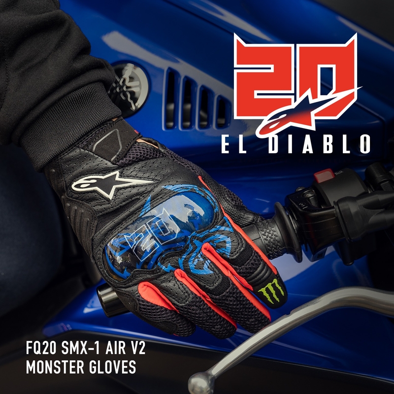 Rękawiczki motocyklowe Alpinestars SMX-1 Air 2 Monster FQ20 Czarno-Czerwono-Niebiesko-Biało-Zielone