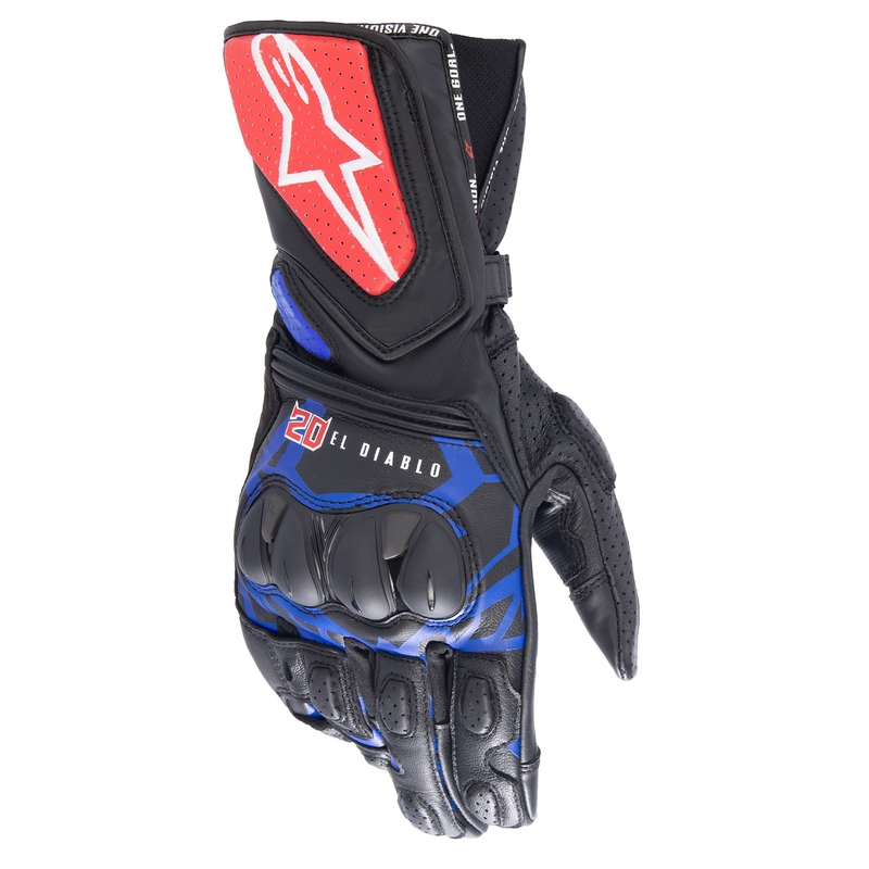 Rękawiczki motocyklowe Alpinestars SP-8 3 Monster FQ20 czarno-czerwono-niebiesko-białe