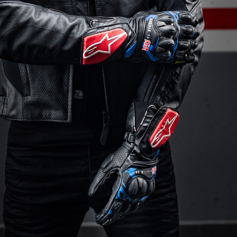 Rękawiczki motocyklowe Alpinestars SP-8 3 Monster FQ20 czarno-czerwono-niebiesko-białe