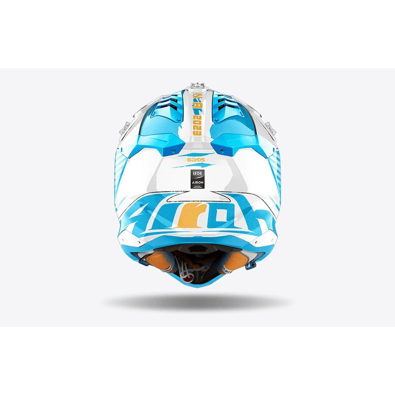 Kask motocrossowy Airoh Aviator 3 Six Days Argentina, błyszczący niebieski
