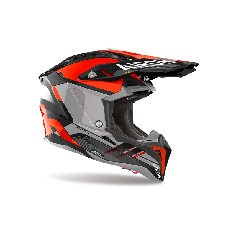 Kask motocrossowy Airoh Aviator 3 Sabre 2024 błyszczący pomarańczowy