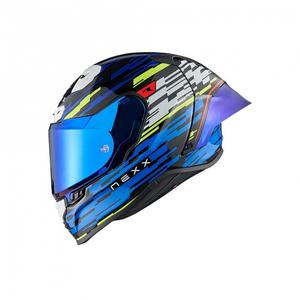 Zintegrowany kask motocyklowy Nexx X.R3R Glitch Racer niebiesko-fluo żółty