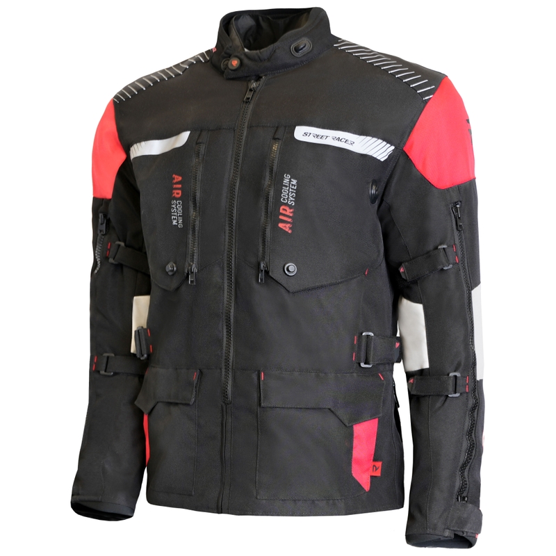 Kurtka motocyklowa Street Racer All Season w kolorze czarno-szaro-czerwonym
