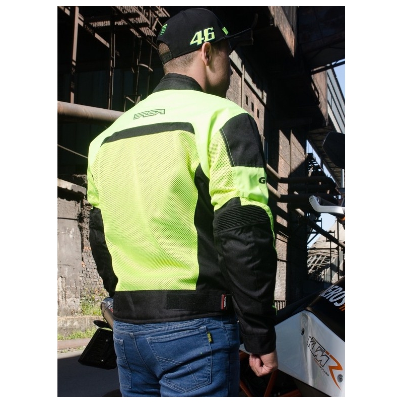 Kurtka motocyklowa RSA Guff czarno-fluo żółta wyprzedaż