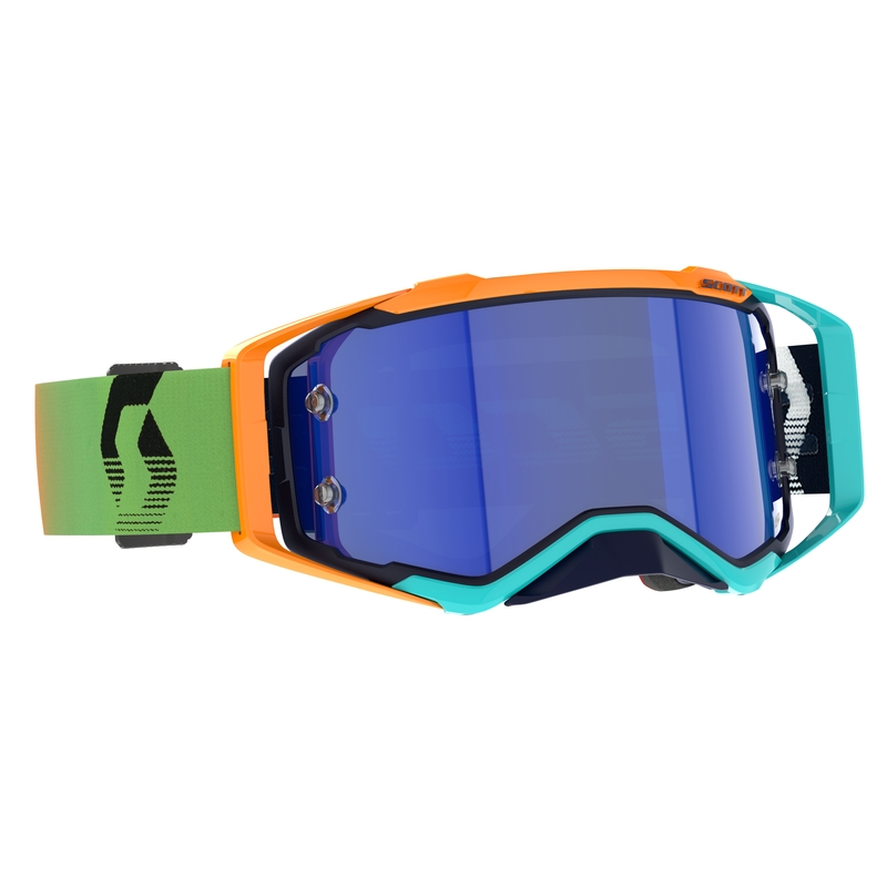 Niebiesko-pomarańczowo-niebieskie gogle motocrossowe Scott Prospect AMP