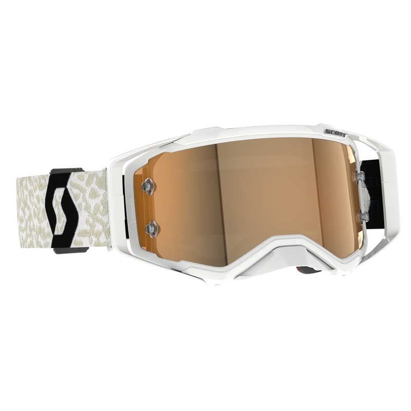 Biało-czarno-złote gogle motocrossowe Scott Prospect AMP