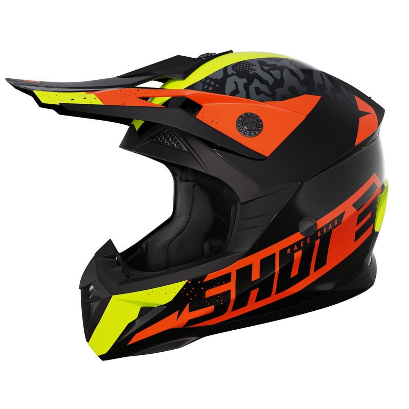 Dziecięcy kask motocrossowy Shot Pulse Airfit błyszczący czarno-fluo żółto-pomarańczowy wyprzedaż