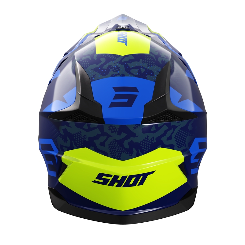 Dziecięcy kask motocrossowy Shot Pulse Airfit w błyszczącym niebiesko-fluo żółtym kolorze wyprzedaż