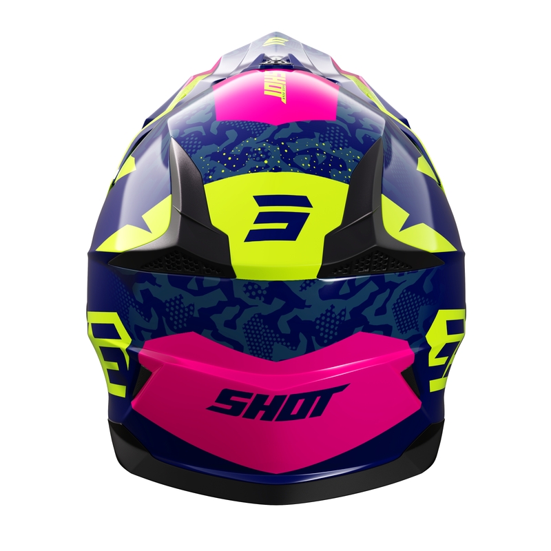 Dziecięcy kask motocrossowy Shot Pulse Airfit błyszczący niebiesko-fluo żółto-różowy wyprzedaż