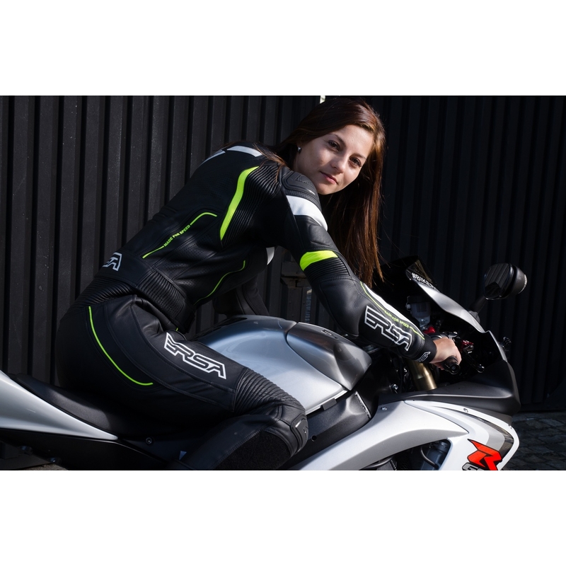 Damski kombinezon motocyklowy RSA Speedway czarno-biało-fluo żółty wyprzedaż