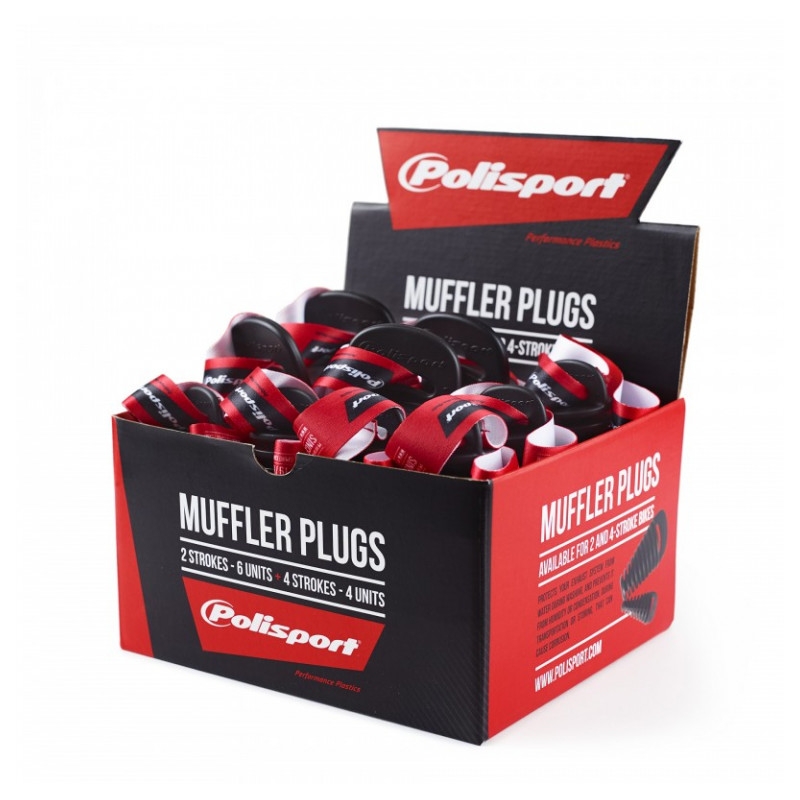 Muffler plugs POLISPORT 2 strokes (4 units) + 4 strokes (6 units) black