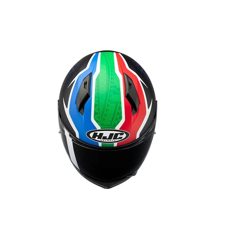 Kask motocyklowy integralny HJC C10 BB33 MC21SF niebiesko-zielono-czerwony