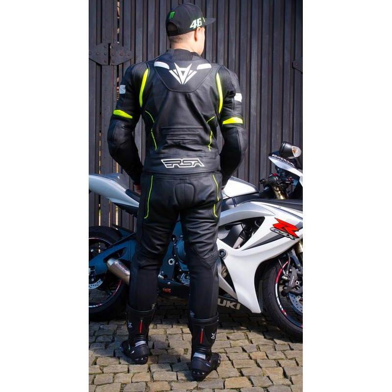 Kombinezon motocyklowy RSA Speedway czarno-biało-fluo żółty wyprzedaż