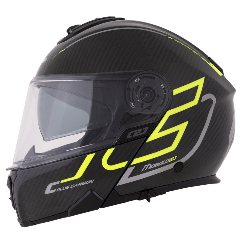 Kask składany Cassida Modulo 2.1 Plus Carbon fluo żółto-srebrno-czarny