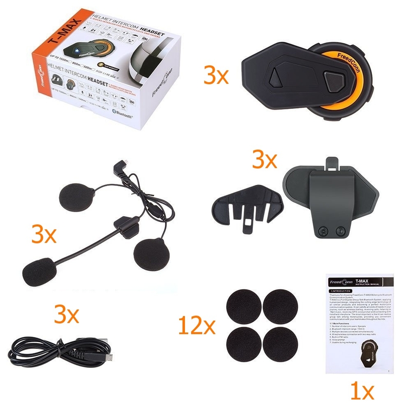 Zestaw 3 szt. Bluetooth Intercomu T-MAX