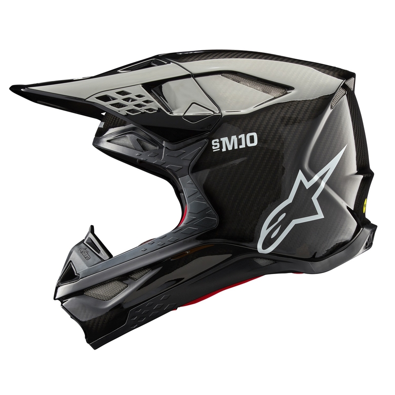 Kask motocrossowy Alpinestars Supertech S-M10 Solidny błyszczący karbon