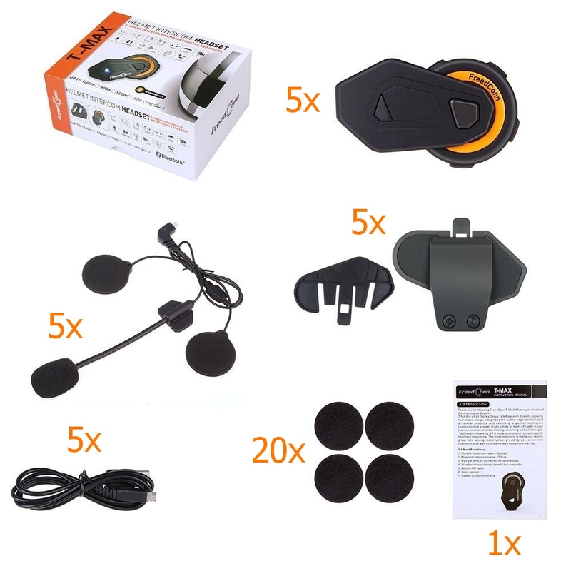 Zestaw 5 szt. Bluetooth Intercomu T-MAX