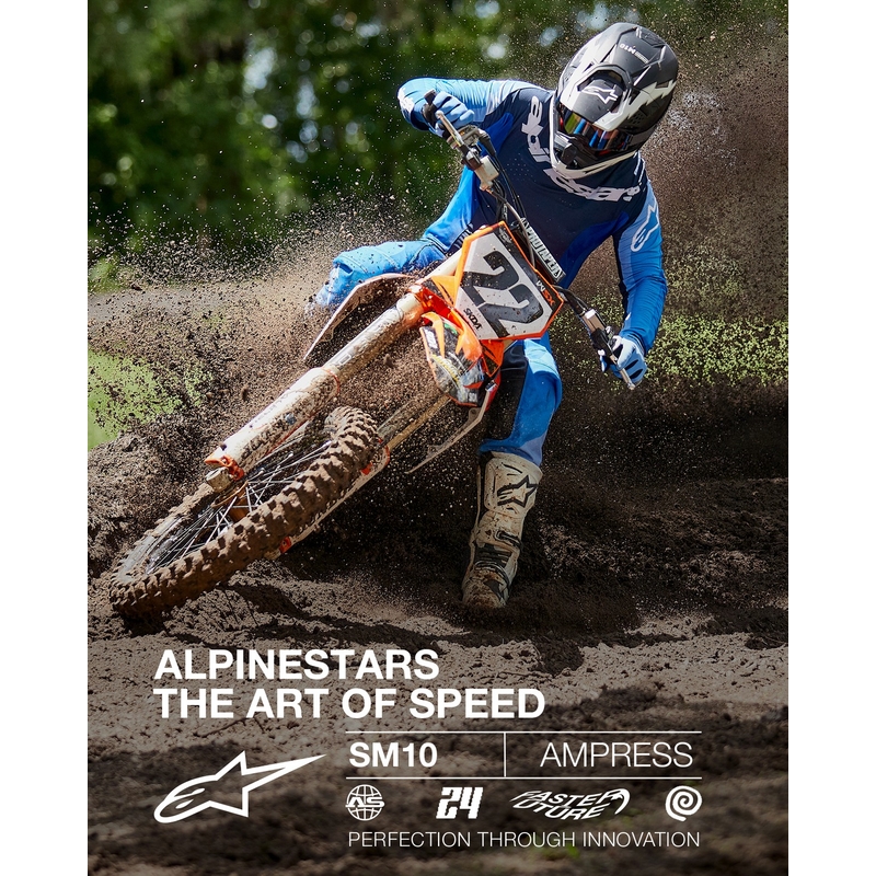 Kask motocrossowy Alpinestars Supertech S-M10 Ampress matowo-czarno-biały