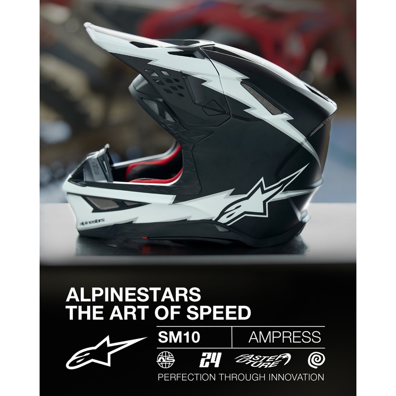 Kask motocrossowy Alpinestars Supertech S-M10 Ampress matowo-czarno-biały