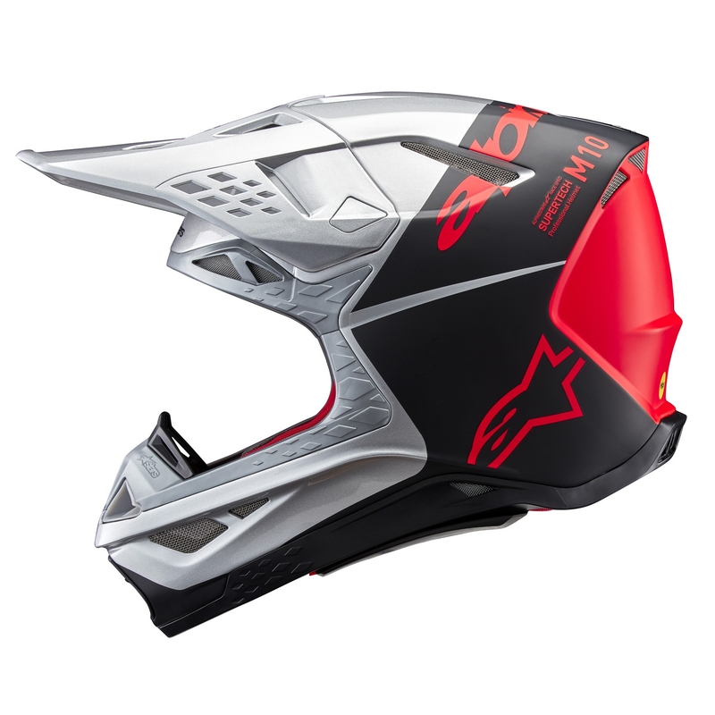 Kask motocrossowy Alpinestars Supertech S-M10 Flood matowy srebrno-czarno-pomarańczowy fluo