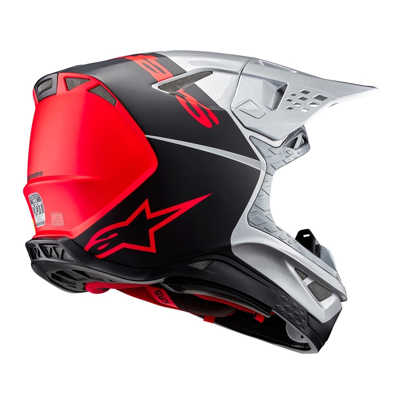 Kask motocrossowy Alpinestars Supertech S-M10 Flood matowy srebrno-czarno-pomarańczowy fluo