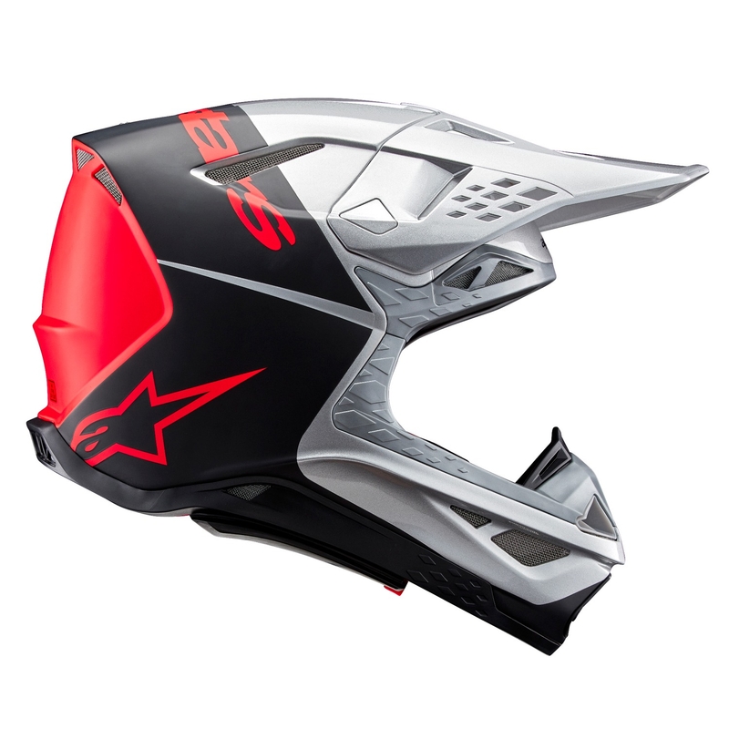 Kask motocrossowy Alpinestars Supertech S-M10 Flood matowy srebrno-czarno-pomarańczowy fluo