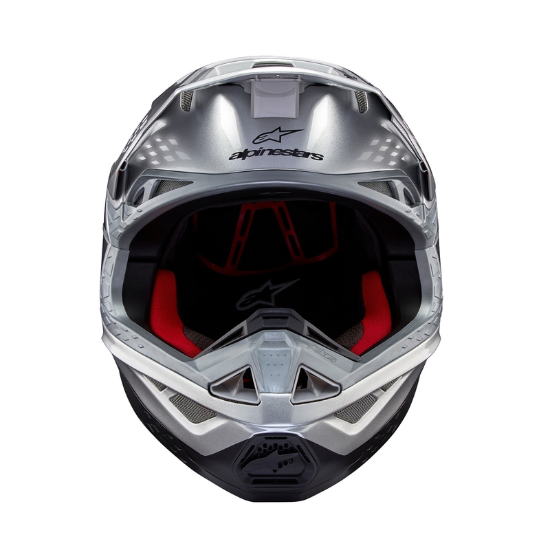 Kask motocrossowy Alpinestars Supertech S-M10 Flood matowy srebrno-czarno-pomarańczowy fluo