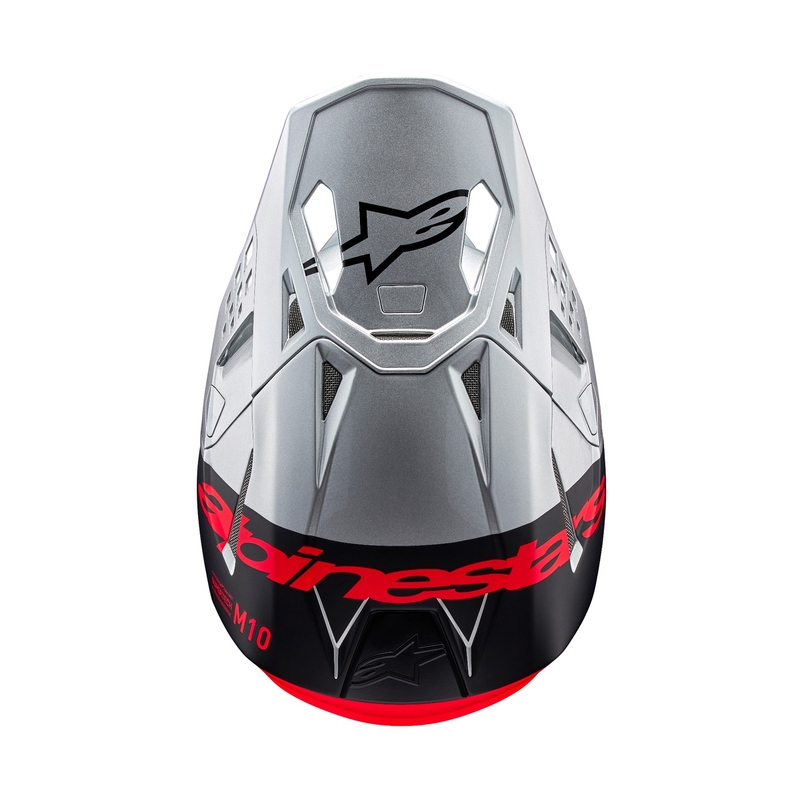 Kask motocrossowy Alpinestars Supertech S-M10 Flood matowy srebrno-czarno-pomarańczowy fluo