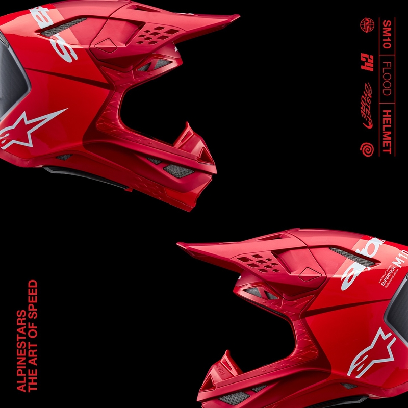 Kask motocrossowy Alpinestars Supertech S-M10 Flood matowy fluo czerwono-czerwony