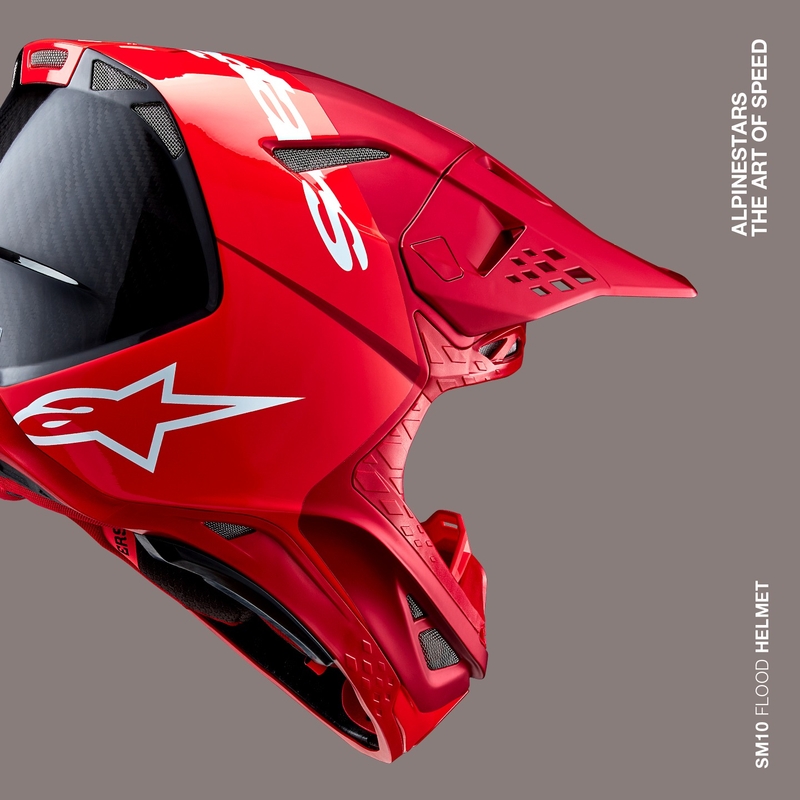 Kask motocrossowy Alpinestars Supertech S-M10 Flood matowy fluo czerwono-czerwony