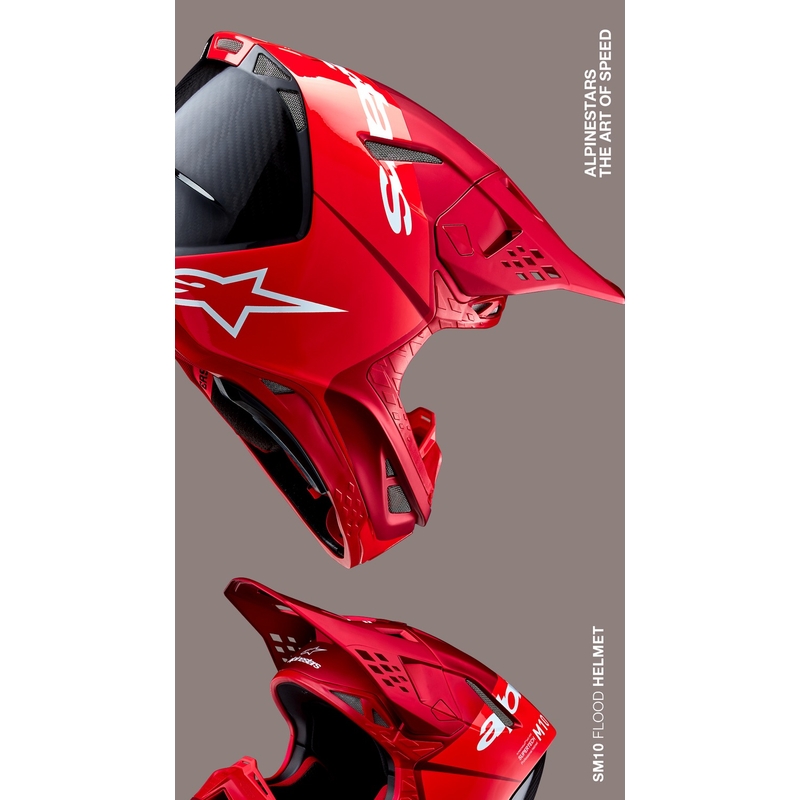Kask motocrossowy Alpinestars Supertech S-M10 Flood matowy fluo czerwono-czerwony