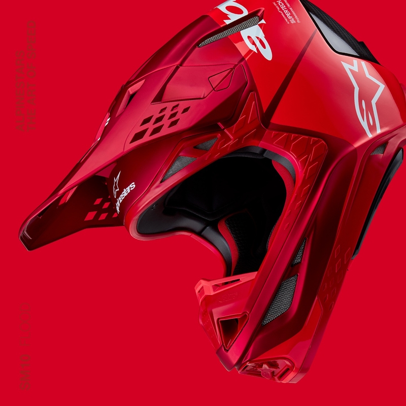 Kask motocrossowy Alpinestars Supertech S-M10 Flood matowy fluo czerwono-czerwony