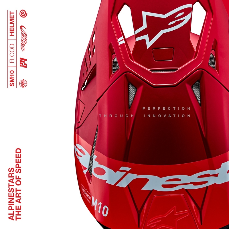 Kask motocrossowy Alpinestars Supertech S-M10 Flood matowy fluo czerwono-czerwony