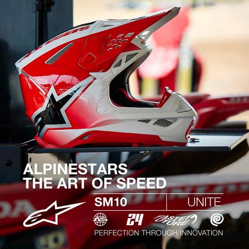 Kask motocrossowy Alpinestars Supertech S-M10 Unite czerwono-biały