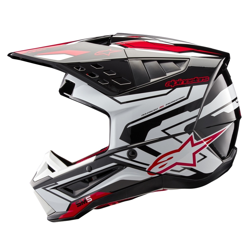 Kask motocrossowy Alpinestars S-M5 Action 2 w kolorze czarno-biało-fluoczerwonym