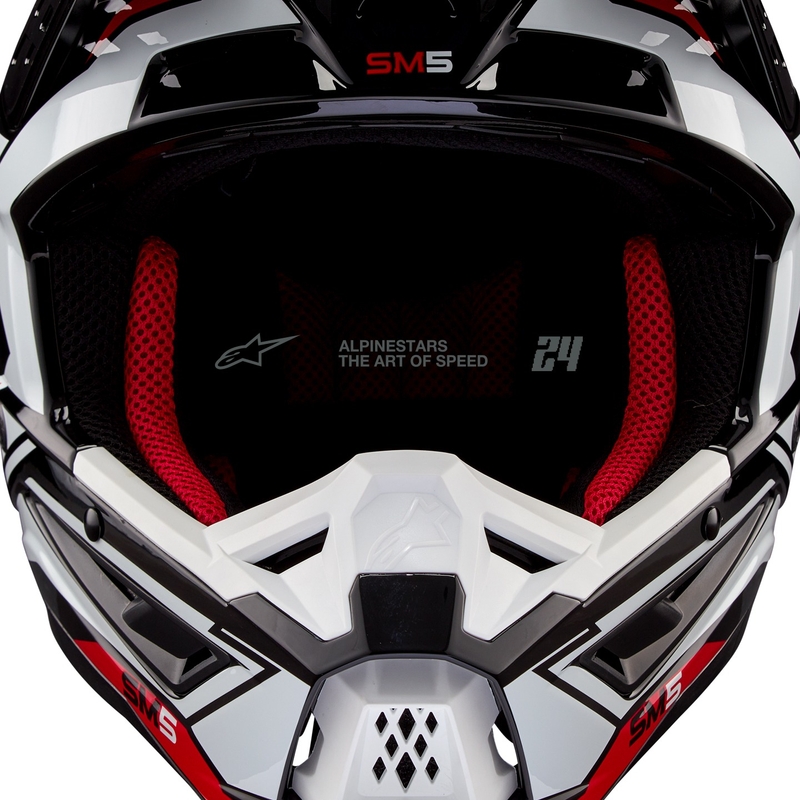 Kask motocrossowy Alpinestars S-M5 Action 2 w kolorze czarno-biało-fluoczerwonym