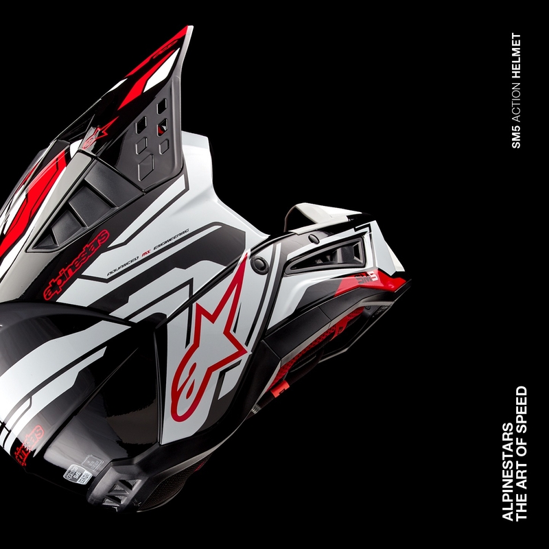 Kask motocrossowy Alpinestars S-M5 Action 2 w kolorze czarno-biało-fluoczerwonym