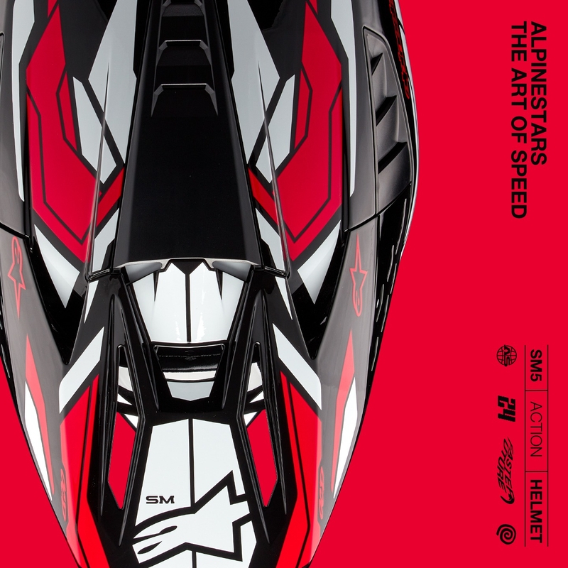 Kask motocrossowy Alpinestars S-M5 Action 2 w kolorze czarno-biało-fluoczerwonym