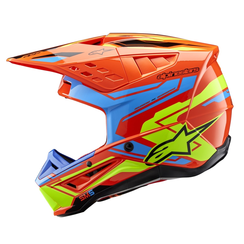 Kask motocrossowy Alpinestars S-M5 Action 2 fluo pomarańczowo-jasnoniebieski-fluo żółty