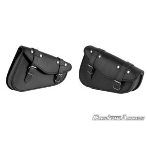 Leather saddlebag CUSTOMACCES DETROIT APD001N black pair