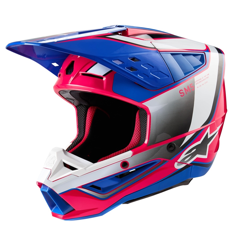 Kask motocrossowy Alpinestars S-M5 Sail biało-różowo-niebieski