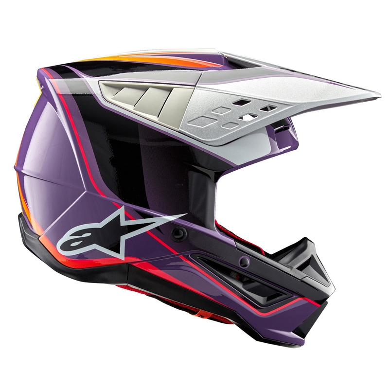 Kask motocrossowy Alpinestars S-M5 Sail w kolorze fioletowo-czarno-srebrnym