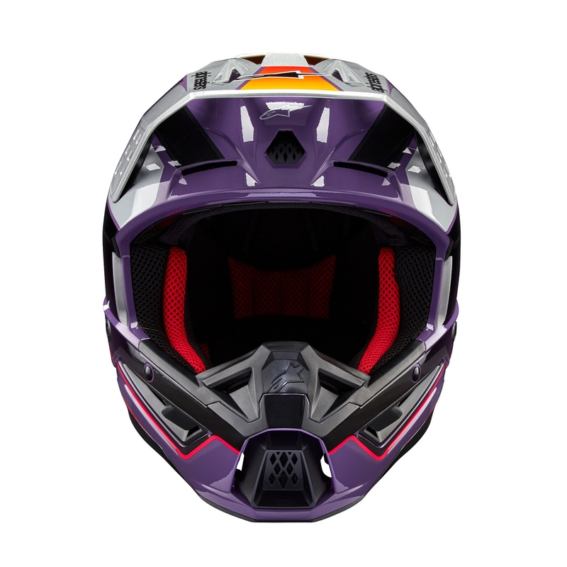 Kask motocrossowy Alpinestars S-M5 Sail w kolorze fioletowo-czarno-srebrnym