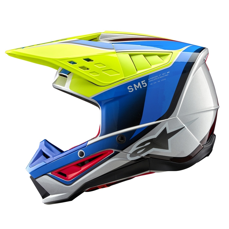 Kask motocrossowy Alpinestars S-M5 Sail fluo żółto-niebiesko-srebrny