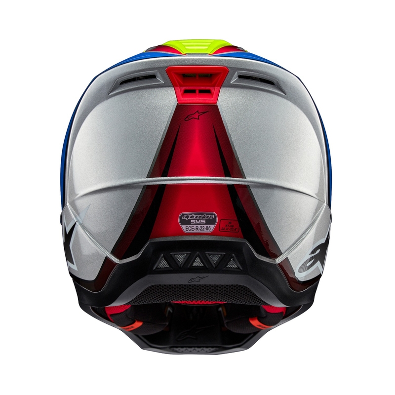 Kask motocrossowy Alpinestars S-M5 Sail fluo żółto-niebiesko-srebrny