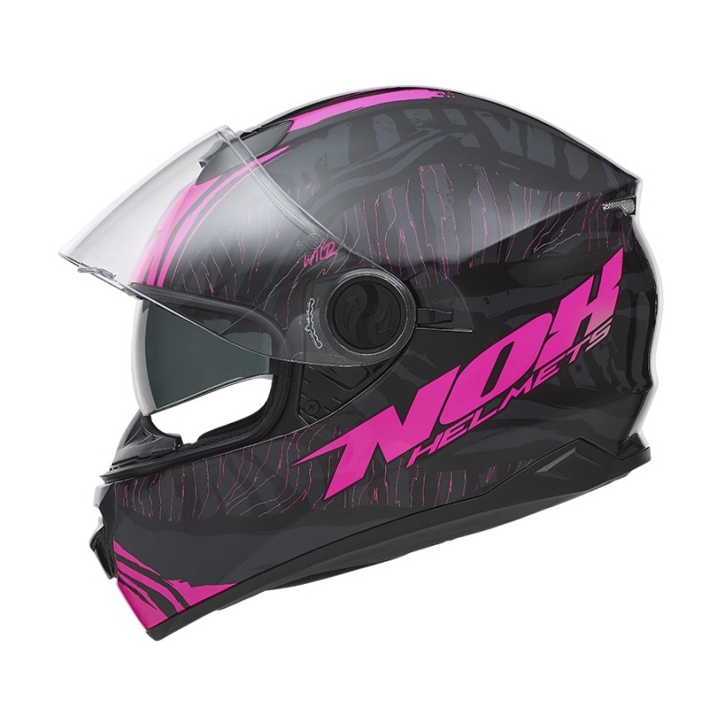 Integralny kask motocyklowy NOX N301 Wild czarno-fluo różowy wyprzedaż