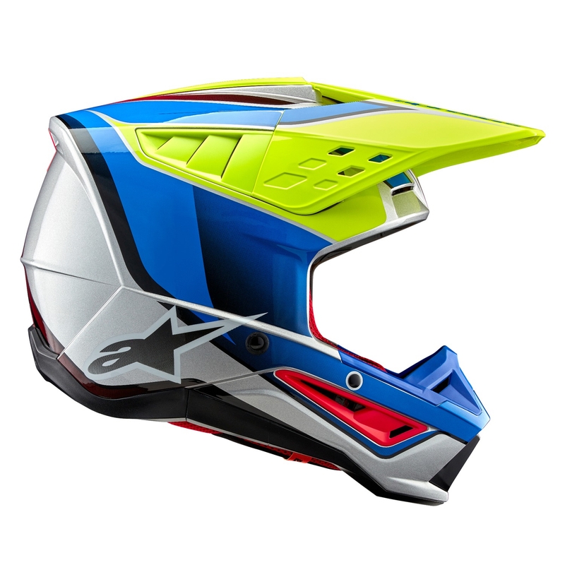 Kask motocrossowy Alpinestars S-M5 Sail fluo żółto-niebiesko-srebrny