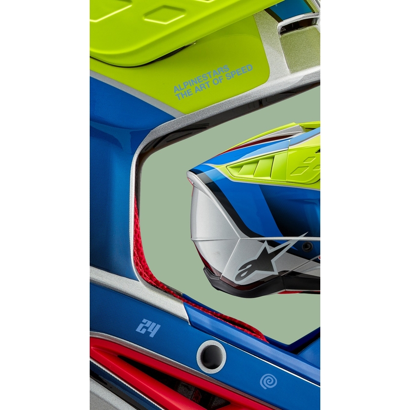 Kask motocrossowy Alpinestars S-M5 Sail fluo żółto-niebiesko-srebrny
